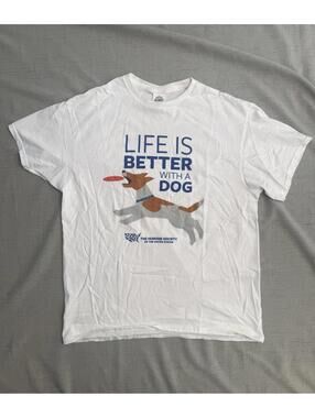Life Is Better With A Dog Humane Society Graphic T-Shirt Pet Lover Sz Large